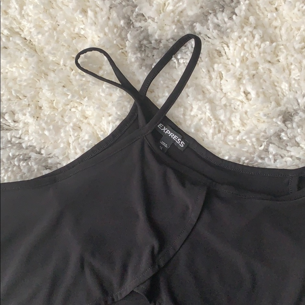 Black Cold Shoulder Halter Ruffle Tee - Picture 4 of 6